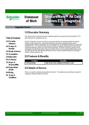 StruxureWare for Data Centers ETL Integration Service