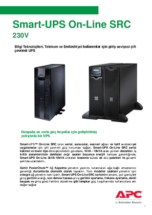 Smart UPS Online SRC 1kVA - 10kVA 230 V model broşür