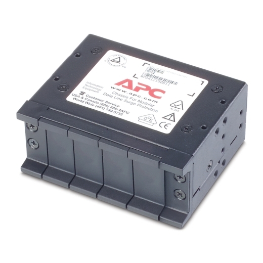 APC 4 position chassis for replaceable data line surge protection modules, 1U Front Left