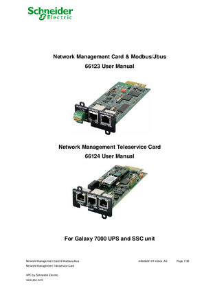 66124 MGE Network Management Teleservice Card User Manual and Installation Guide