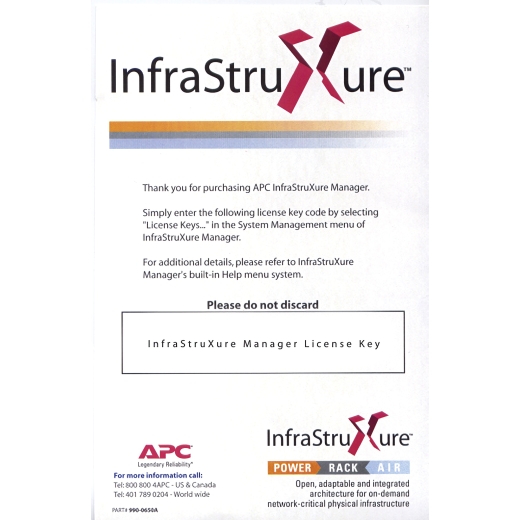 InfraStruXure Manager, 100 Node License Only