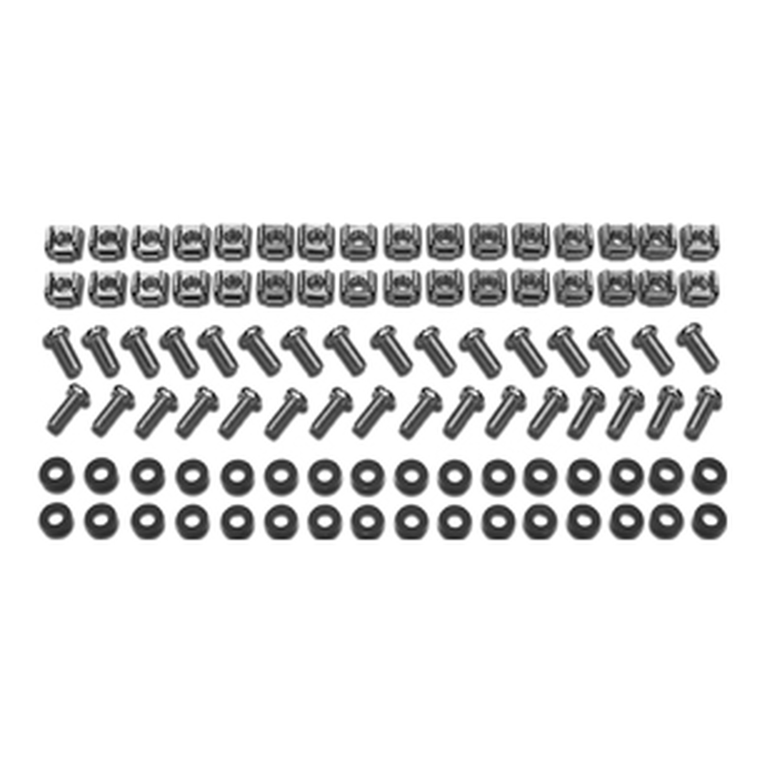 Easy Rack, M6 Hardware Kit, 32 sets of M6 cage nuts, nylon washers, slot phillips screws