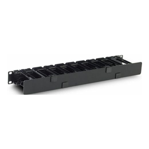 APC NetShelter Cable Management, Horizontal Cable Manager, 1U, Single Side with Cover, Black, 483 x 47 x 105 mm Front Left