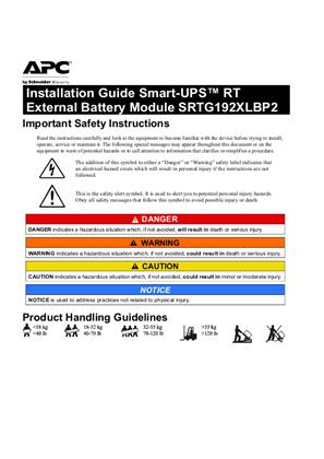 Installation Guide Smart-UPS™ RT External Battery Module SRTG192XLBP2