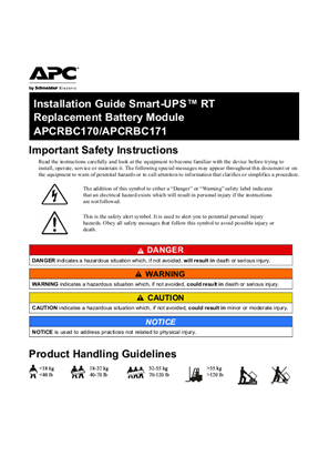 Installation Guide Smart-UPS RT Replacement Battery Module APCRBC170/APCRBC171