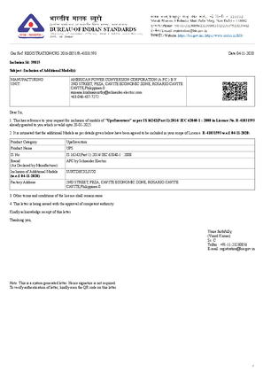 Indian BIS certificate for UPS (SURTD3KXLIUXI)
