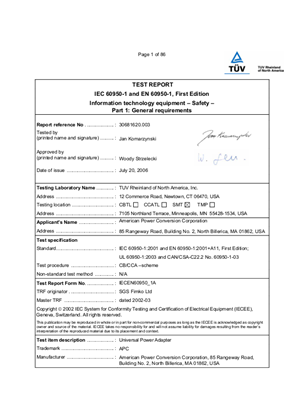 TUV GS Certificate of Approval for Universal Notebook Power Adapter