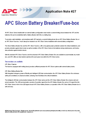APC Silcon Battery Breaker/Fuse-box