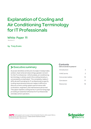 Explanation of Cooling and Air Conditioning Terminology for IT Professionals