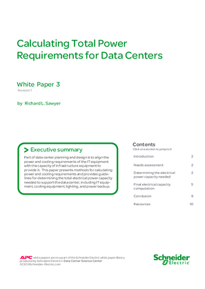 Calculating Total Power Requirements for Data Centers