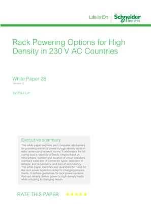 Rack Powering Options for High Density in 230 V AC Countries