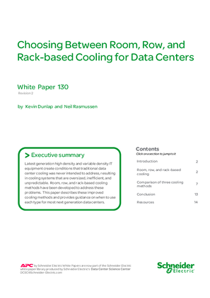 Choosing Between Room, Row, and Rack-based Cooling for Data Centers
