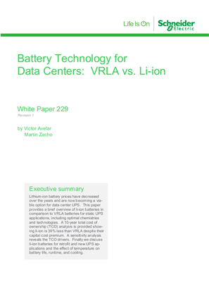 Battery Technology for Data Centers: VRLA vs. Li-ion