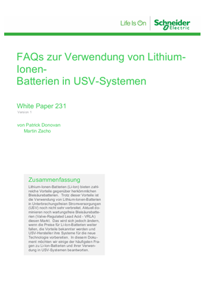 FAQs zur Verwendung von Lithium-Ionen-Batterien in USV-Systemen