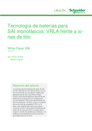Tecnología de baterías para SAI monofásicos: VRLA frente a iones de litio