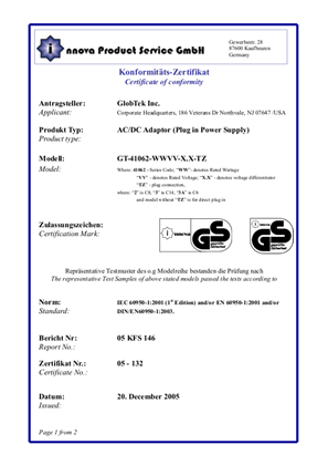 Germany - GS Certification 24VDC Power Supply 920-0002B