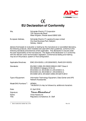 CE Declaration of Conformity AP9624