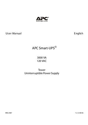 User Manual for APC Smart-UPS 3000 VA 120 VAC Tower Uninterruptible Power Supply