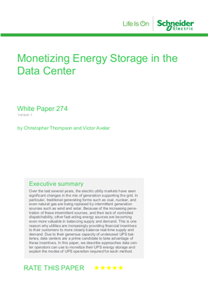 Monetizing Energy Storage in the Data Center