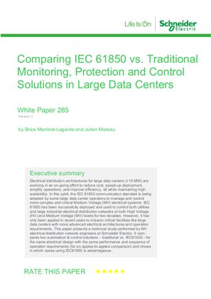 Comparing IEC 61850 vs. Traditional Monitoring, Protection and Control Solutions in Large Data Centers