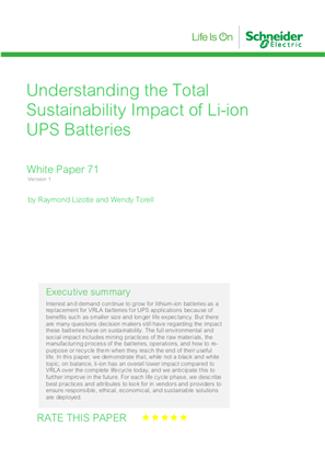Understanding the Total Sustainability Impact of Li-ion UPS Batteries