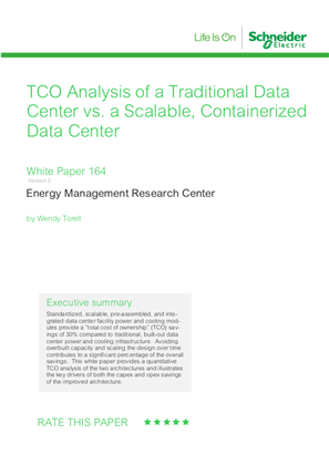 TCO Analysis of a Traditional Data Center vs. a Scalable, Prefabricated Data Center