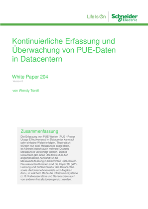 Kontinuierliche Erfassung und Überwachung von PUE-Daten in Datacentern