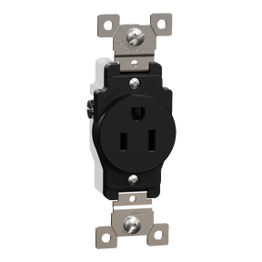 Socket-outlet, X Series, 15A, standard, single, tamper resistant, residential, black, matte finish