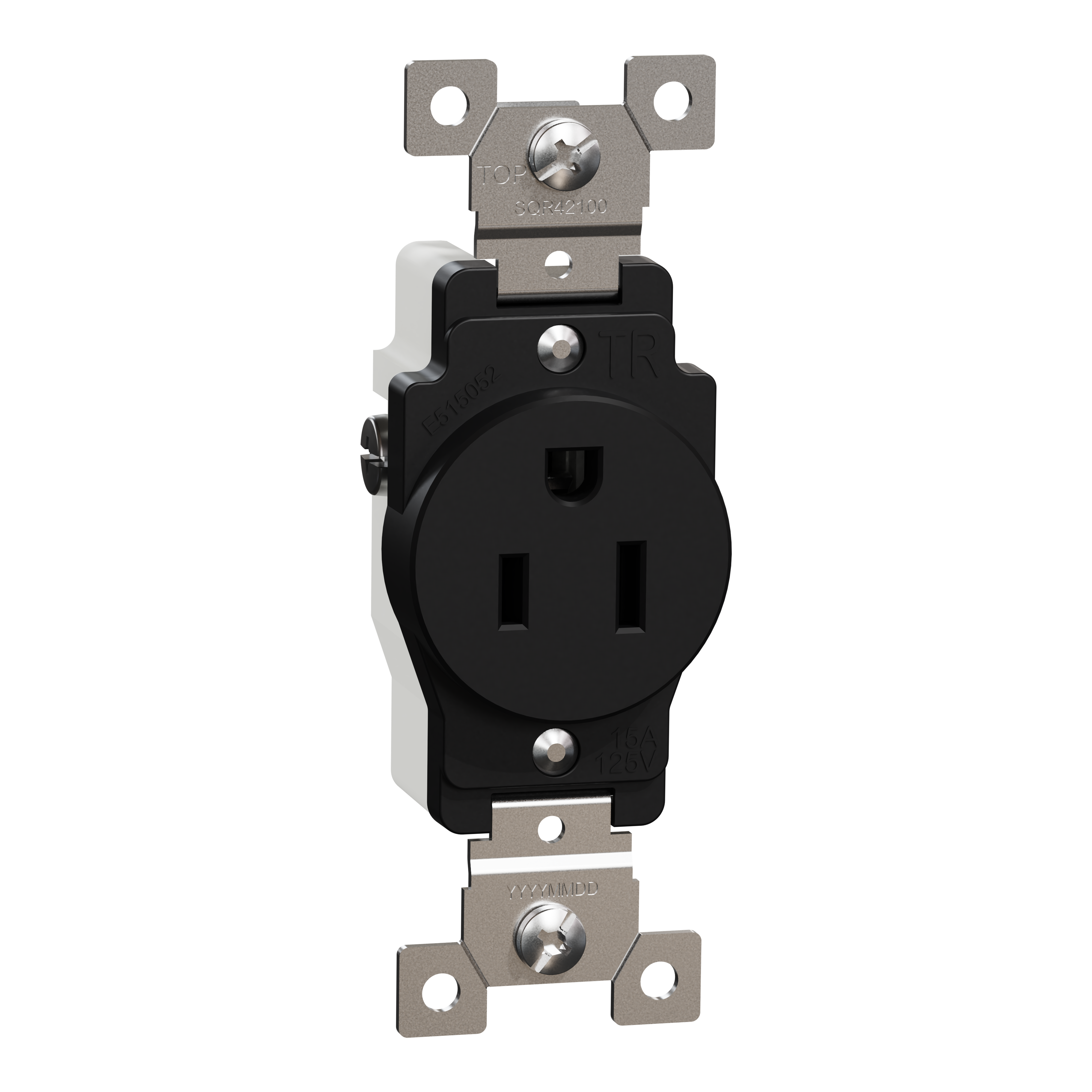 Socket-outlet, X Series, 15A, standard, single, tamper resistant, commercial, black, matte finish