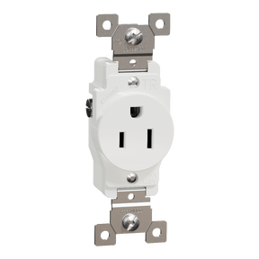 Socket-outlet, X Series, 15A, standard, single, tamper resistant, residential, white, matte finish