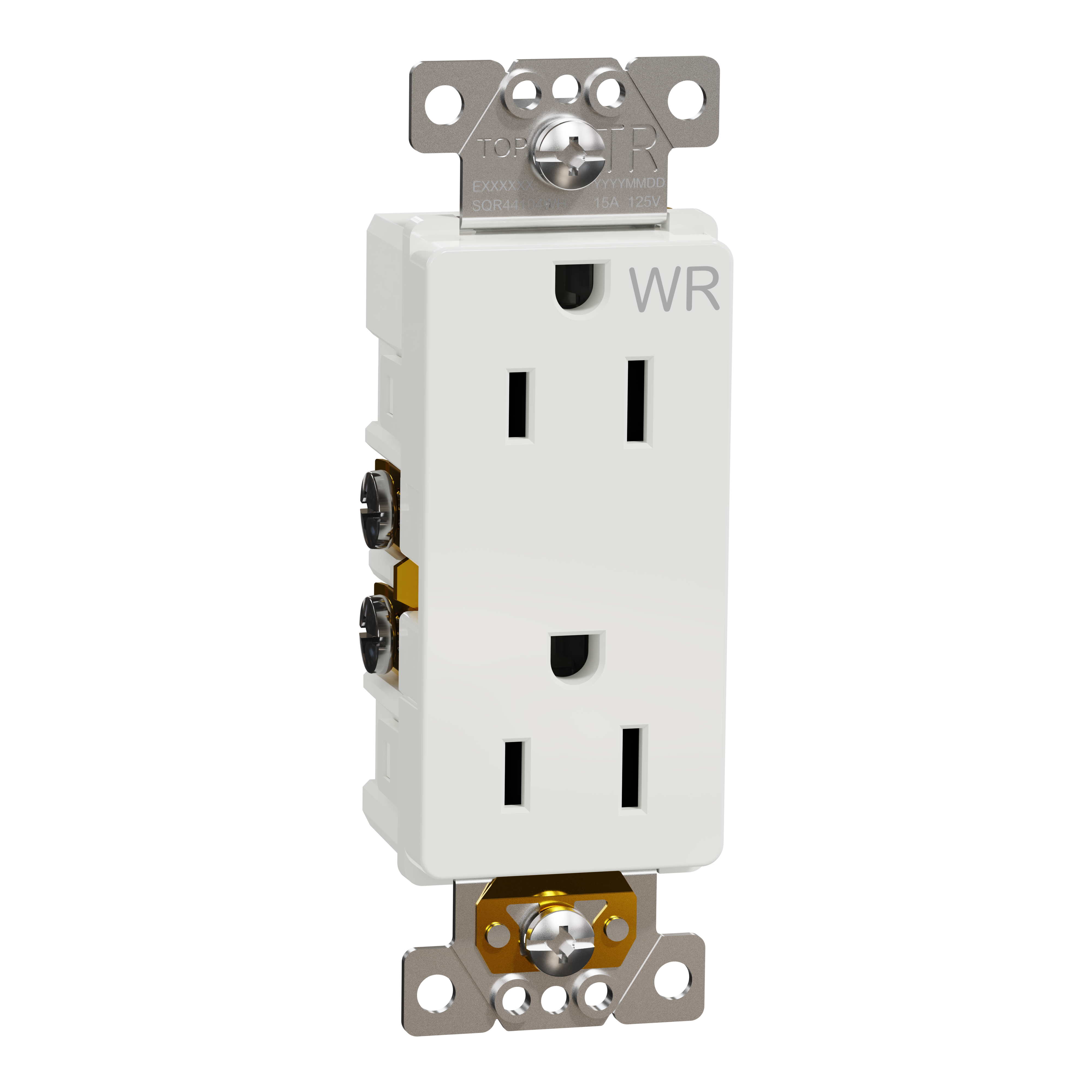 Socket-outlet, X Series, 15A, decorator, tamper resistant, weatherproof, residential, white, matte finish