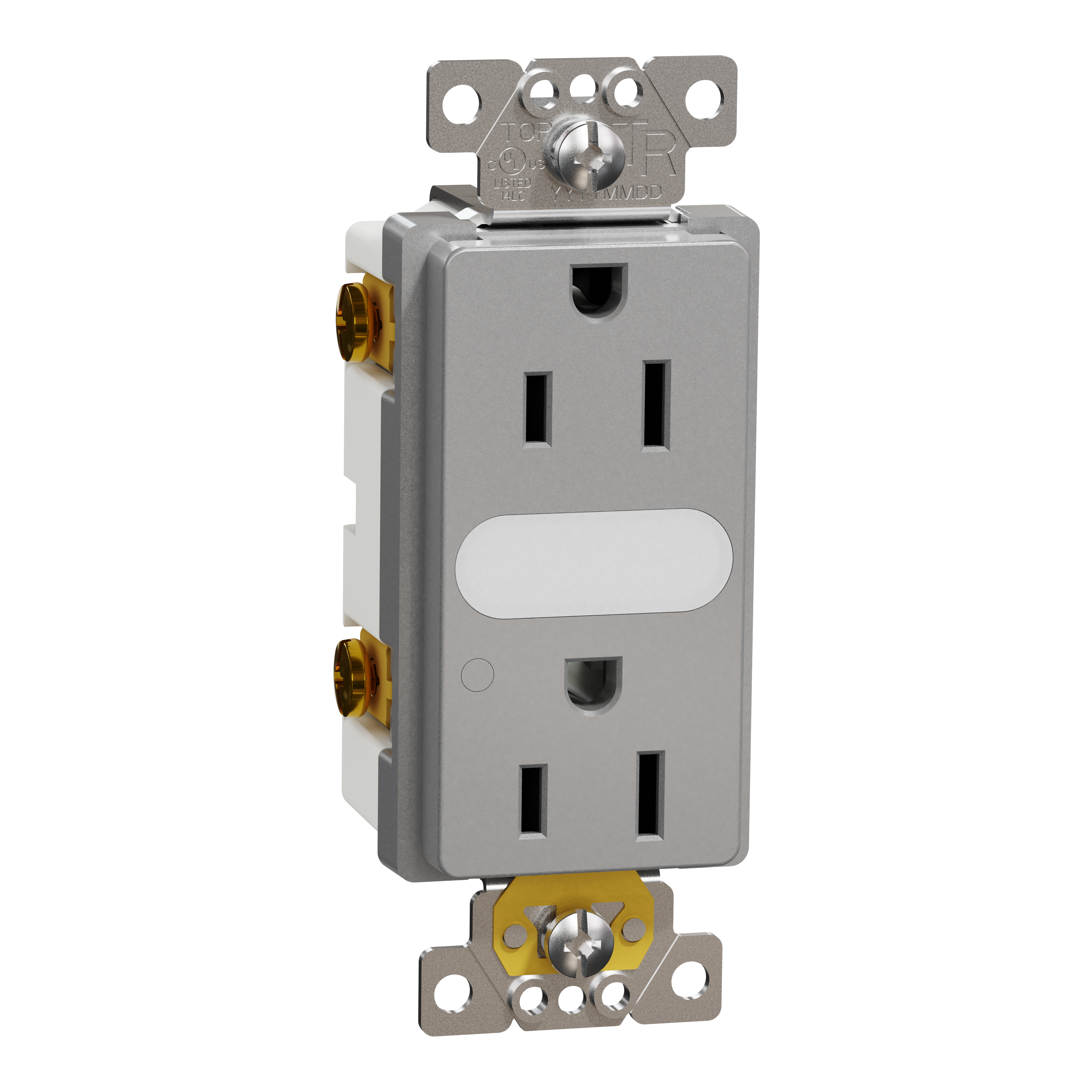 Socket-outlet, X Series, 15A, decorator, tamper resistant, lighted, residential, gray, matte finish