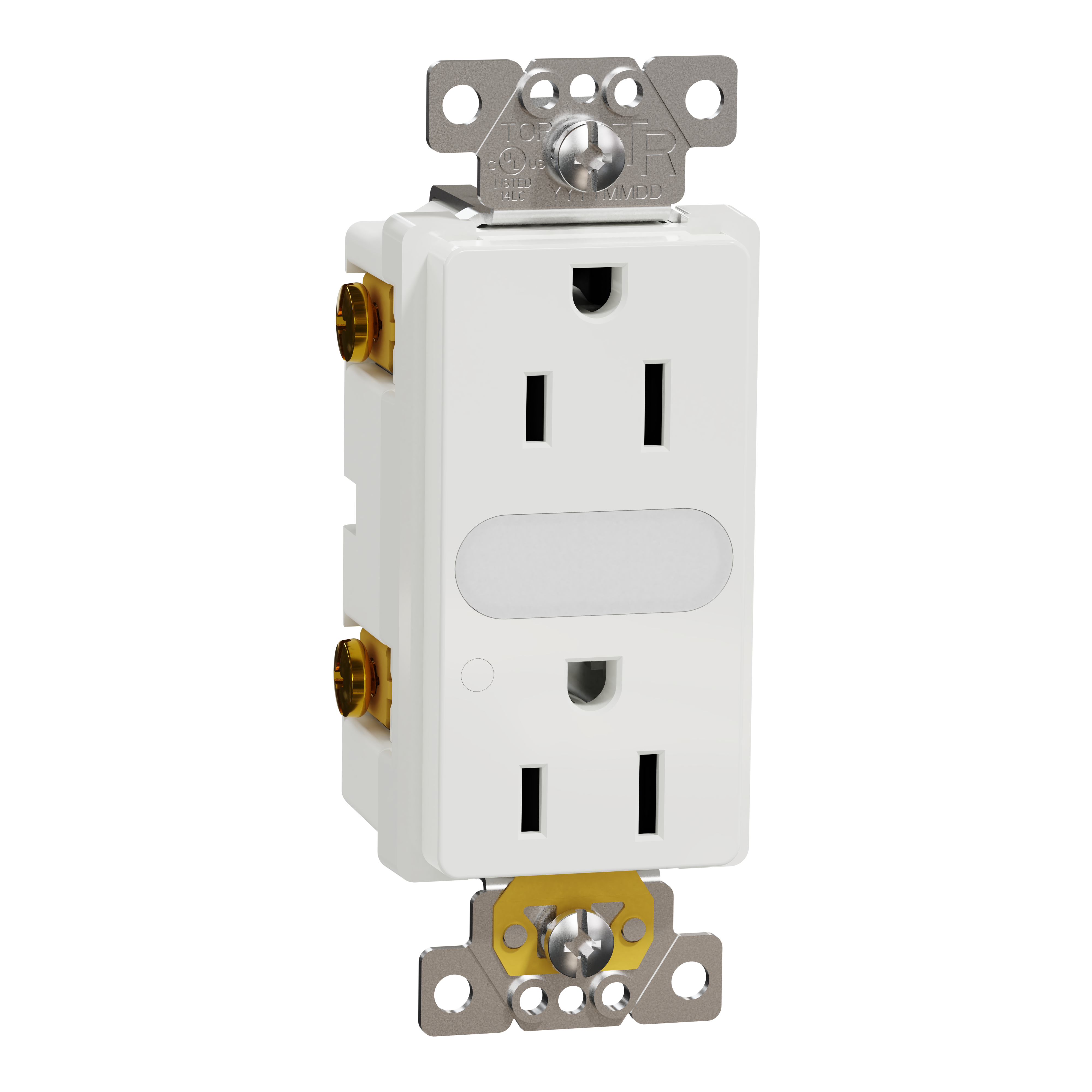 Socket-outlet, X Series, 15A, decorator, tamper resistant, lighted, residential, white, matte finish
