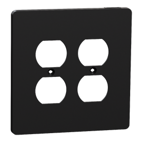Cover frame, X Series, for 2 duplex socket-outlet, 2 gangs, screw fixed, mid sized, black, matte finish