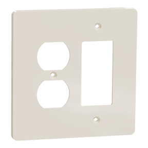 Cover frame, X Series, for duplex/decorator socket-outlet, 2 gangs, screw fixed, mid sized, light almond, matte finish