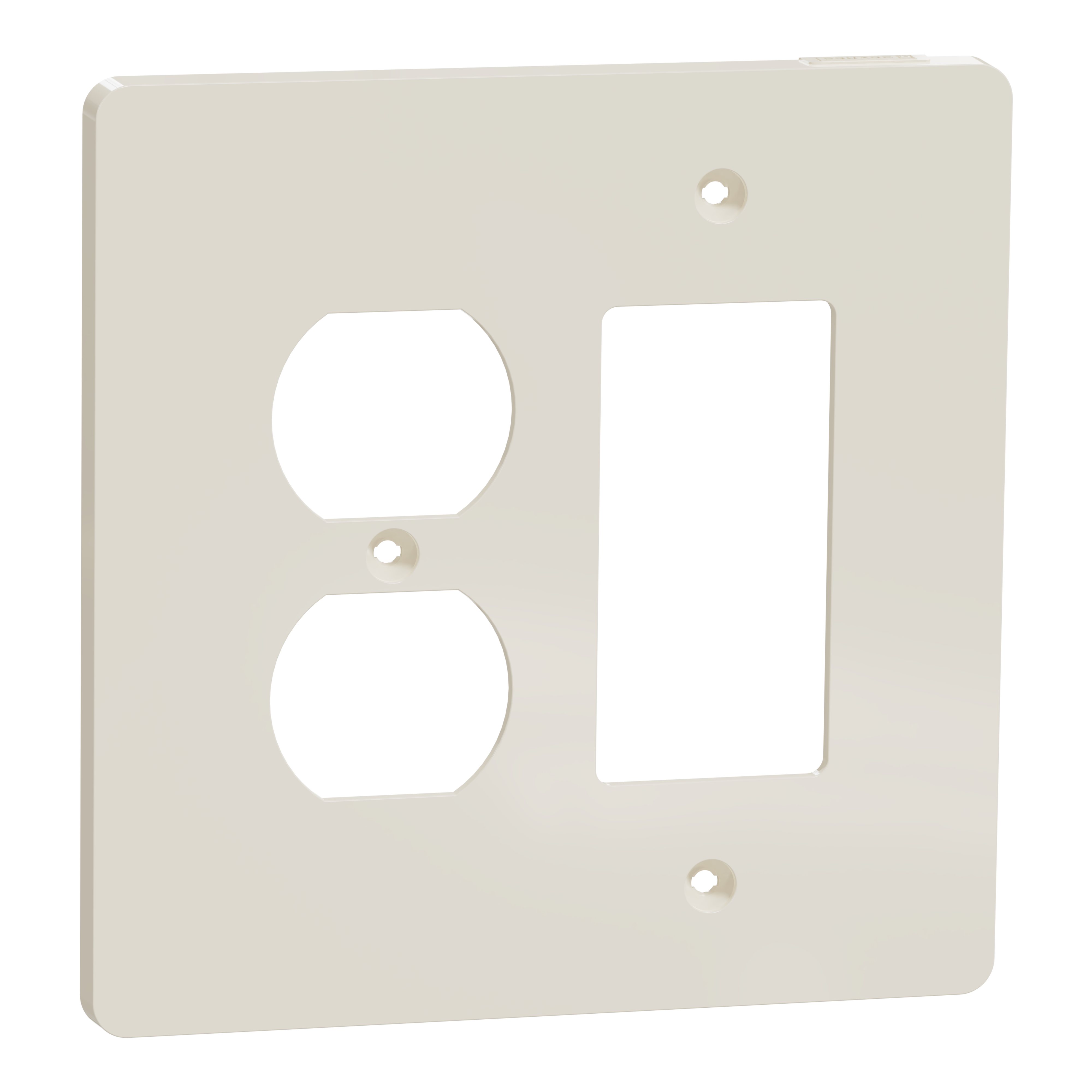 Cover frame, X Series, for duplex/decorator socket-outlet, 2 gangs, screw fixed, mid sized plus, light almond, matte finish