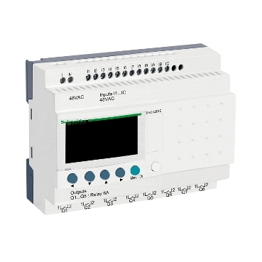 Zelio Logic, Compact Smart Relay, 20 I/O, 48 V AC, No Clock, Display