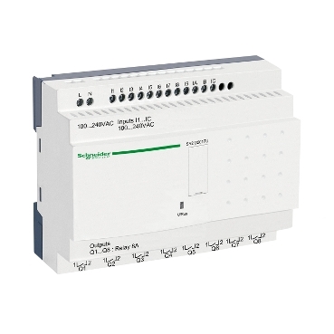 Zelio Logic programozható relé, kompakt, kijelző nélkül, 12 DI, 8 DO relés, 230 VAC - SR2D201FU