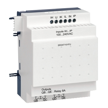 Zelio Logic bővítőmodul, 6 DI, 4 DO relés, SR3xxxxFU 230 VAC bővíthető vezérlőhöz - SR3XT101FU