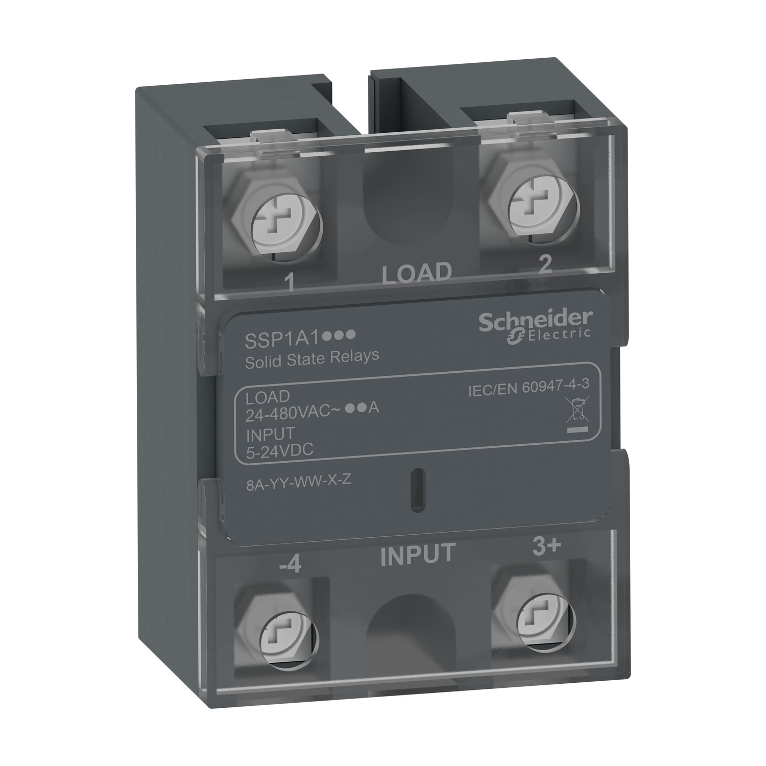 Solid state relay, Easy Harmony Solid State Relays, input 5 to 24VDC, output 24 to 240VAC, 10A, zero cross switching