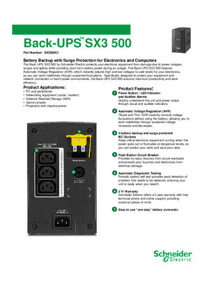 Back-UPS SX3 SX3500CI Specification Sheet