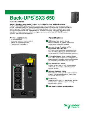 Back-UPS SX3 SX3650CI Specification Sheet