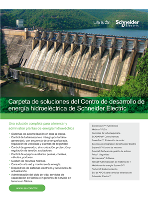Carpeta de soluciones del Centro de desarrollo de energía hidroeléctrica de Schneider Electric
