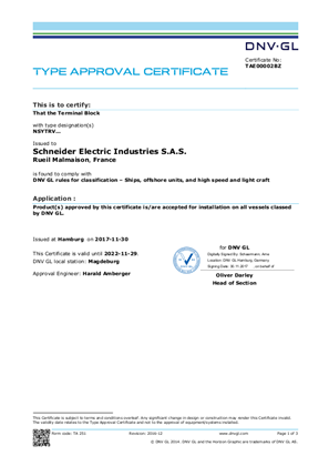 DNV GL Marine Certificate NSYTRV