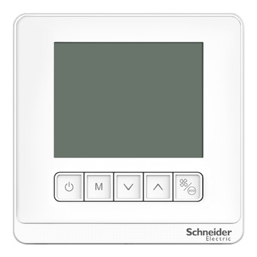 SpaceLogic,Thermostat, Fancoil On/Off, Networking, LCD 5 Button, 4P, 3 Fan, Modbus, External Sensor, 240V, White TC903-3A4DLMSA
