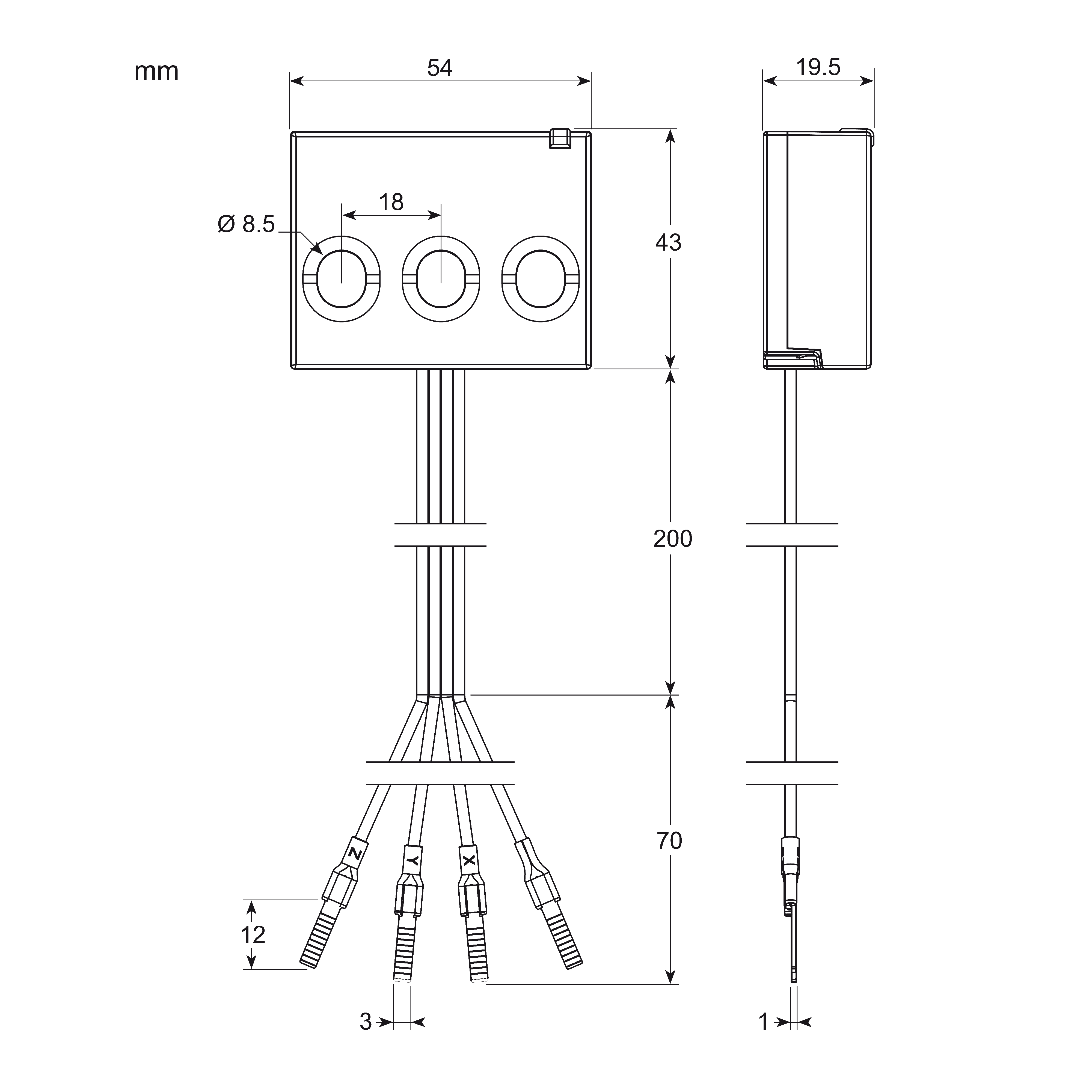 energy sensor, PowerTag Flex 63A 3P+N top and bottom position