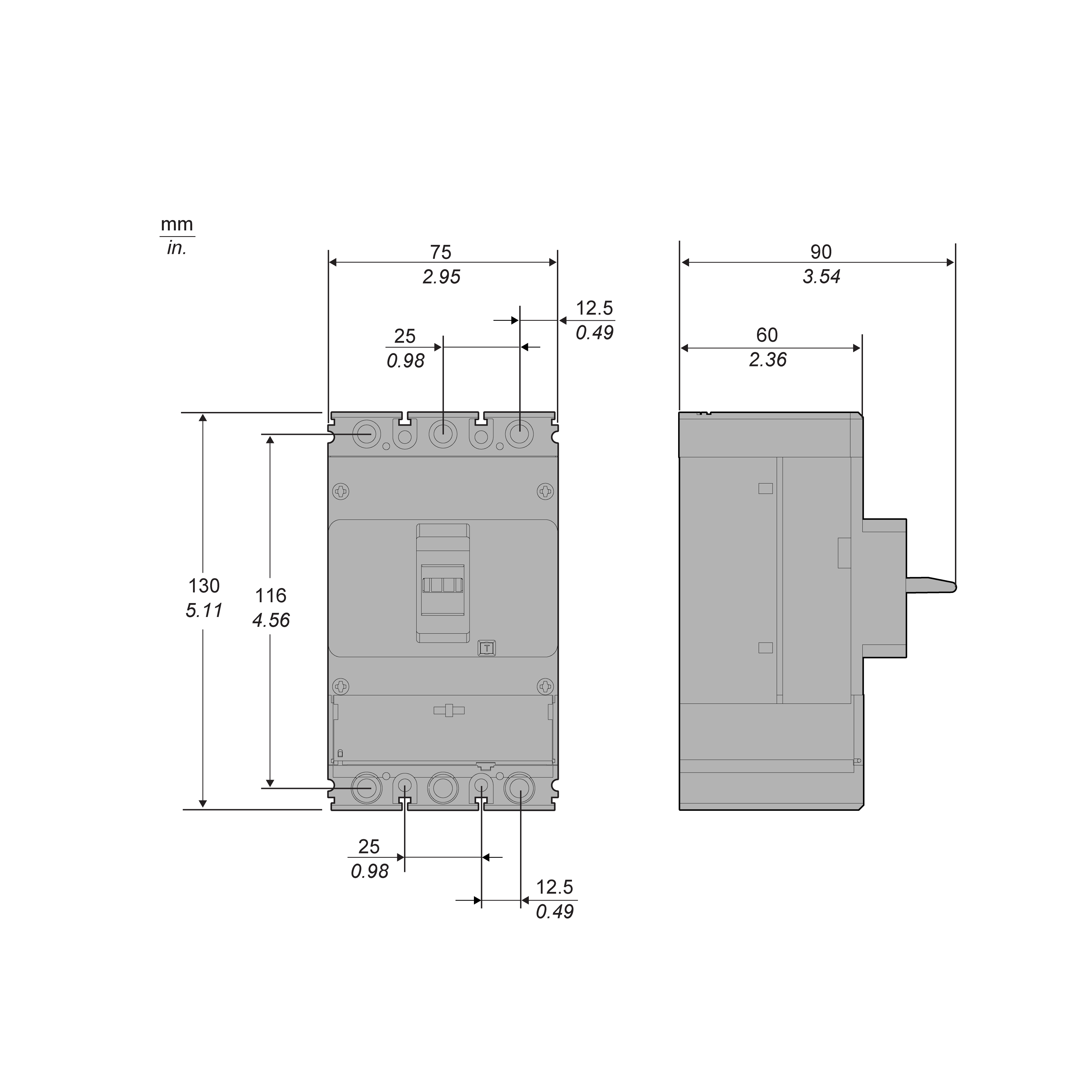 Circuit breaker, GoPact MCCB 200, 3 poles, 25kA at 415VAC, 160A rating, TMD trip unit, adjustable thermal protection