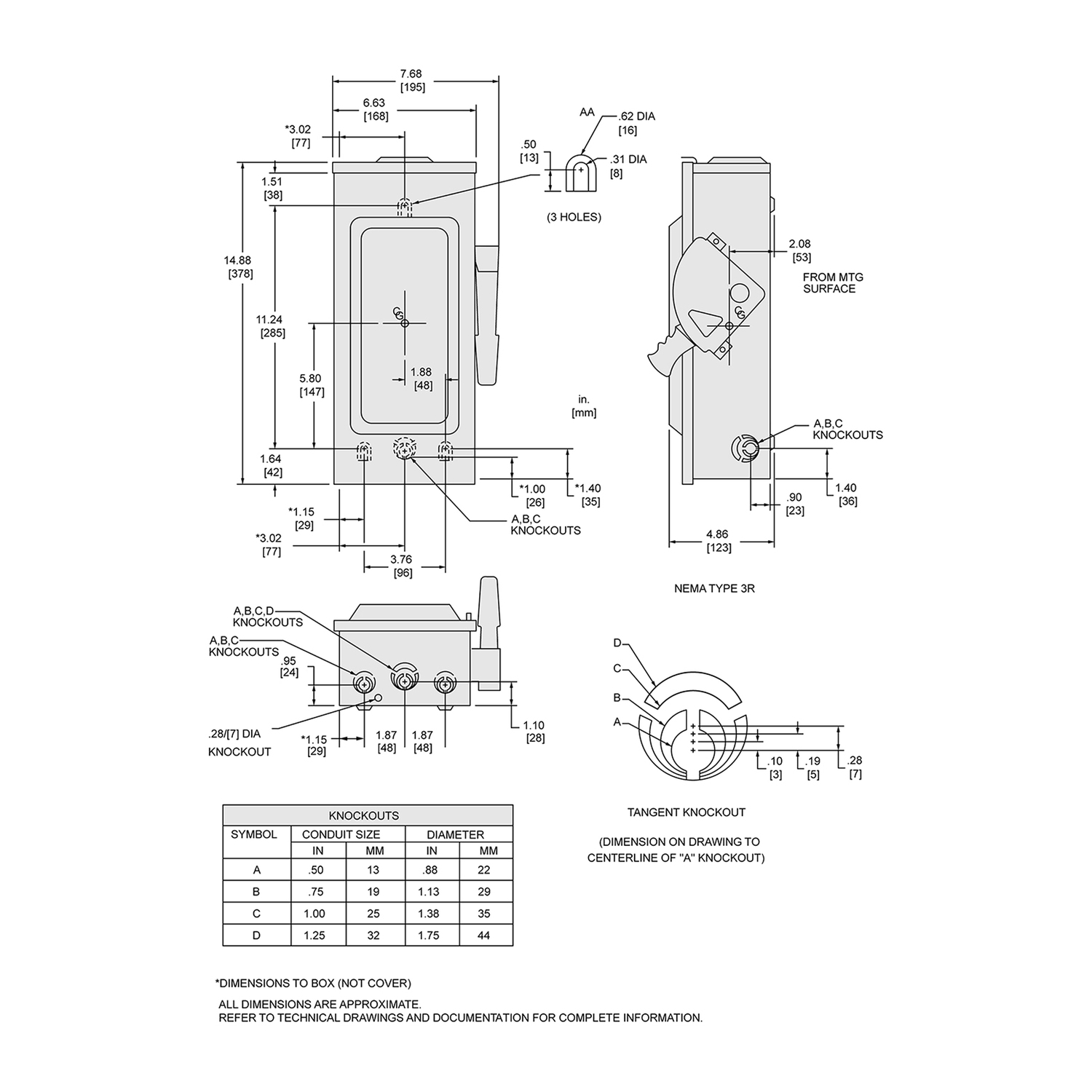 HU361RB, Safety switch, heavy duty, non fusible, 30A, 3 wires, 3 pole ...