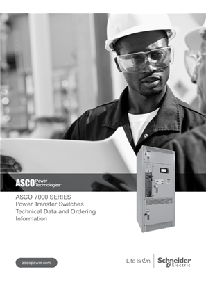 ASCO 7000 SERIES Power Transfer Switch Technical Data and Ordering Information