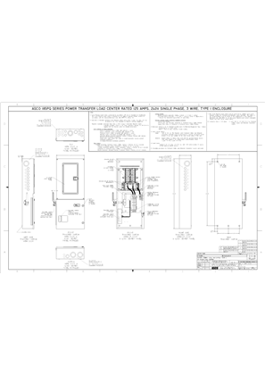 Outline Drawing | ASCO SERIES 185PQ Power Transfer Load Center | 125 Amps |Type 1 | 240V Single Phase | 3 Wire | 864418 (DISCONTINUED)